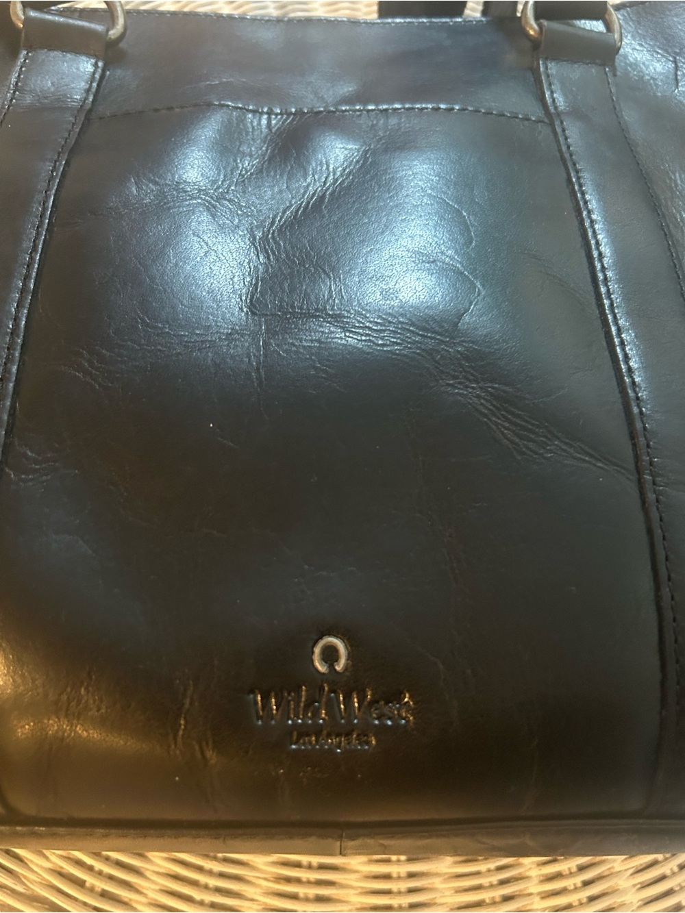 🔥Wild West Los Angeles Black Leather Tote Bag Large Work & Everyday Shoulder Bag